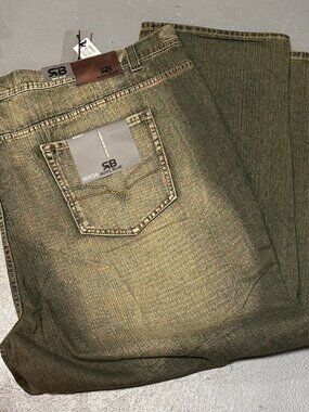 Royal Blue Brand Denim Jeans Men 60 x 34 Relaxed Big & Tall Olive Green Wash